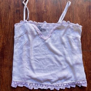 Silky pink top with lace detail